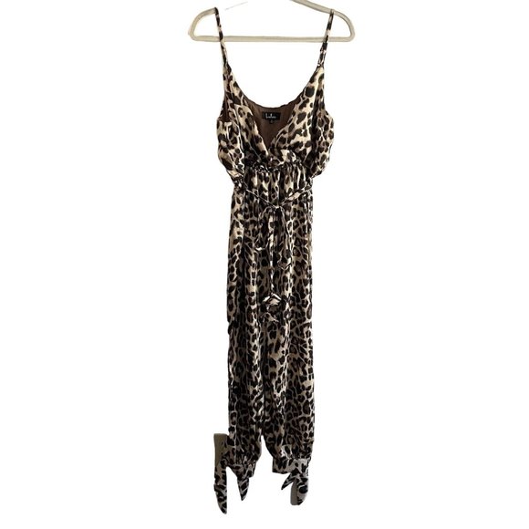 Lulus Women XL Leopard Print Satin Ankle Ties Jumpsuit - Picture 3 of 12
